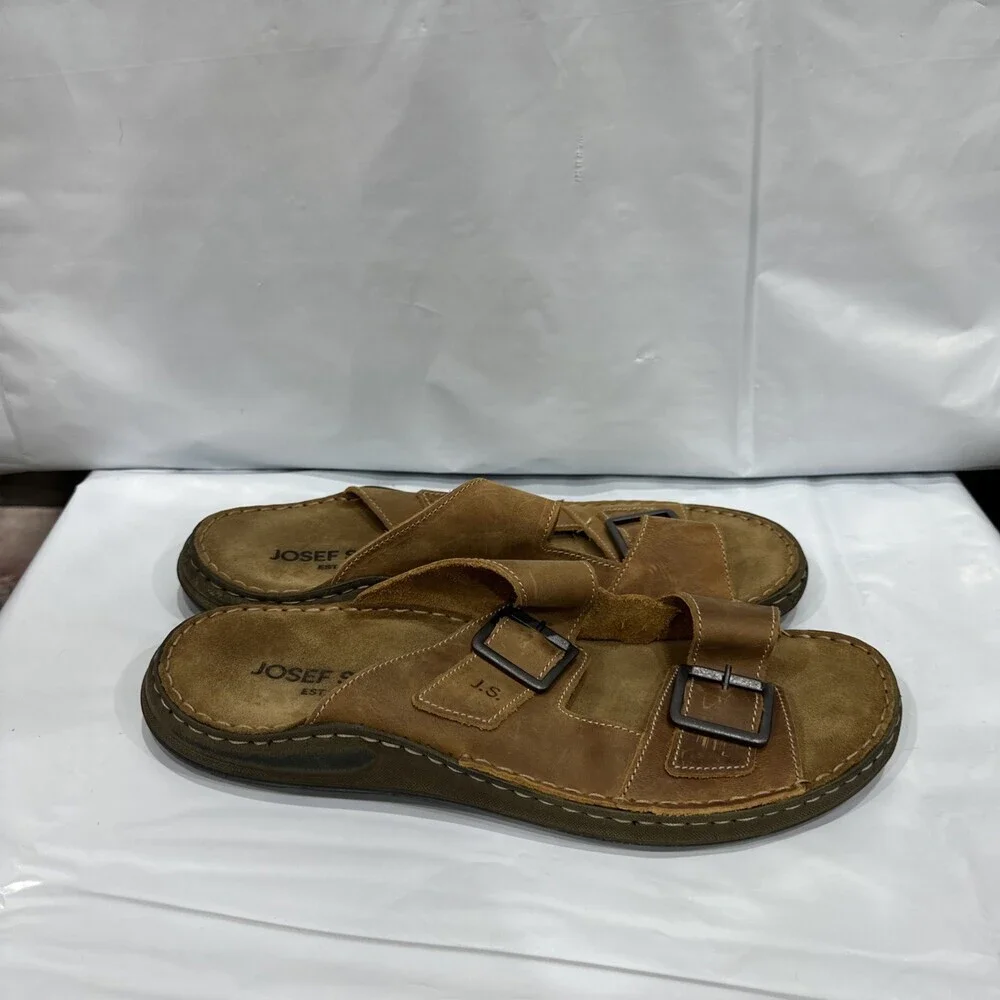 Josef Seibel Maverick 06 Men's 11-11.5 Brown Leather Adjustable Sandals EBS1183
